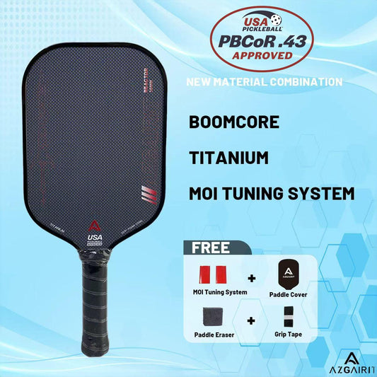 USAPA Approved Azgairit Reactor Boomcore Pickleball Paddle | Titanium + MOI Tuning System | Precise Control | T700 Carbon