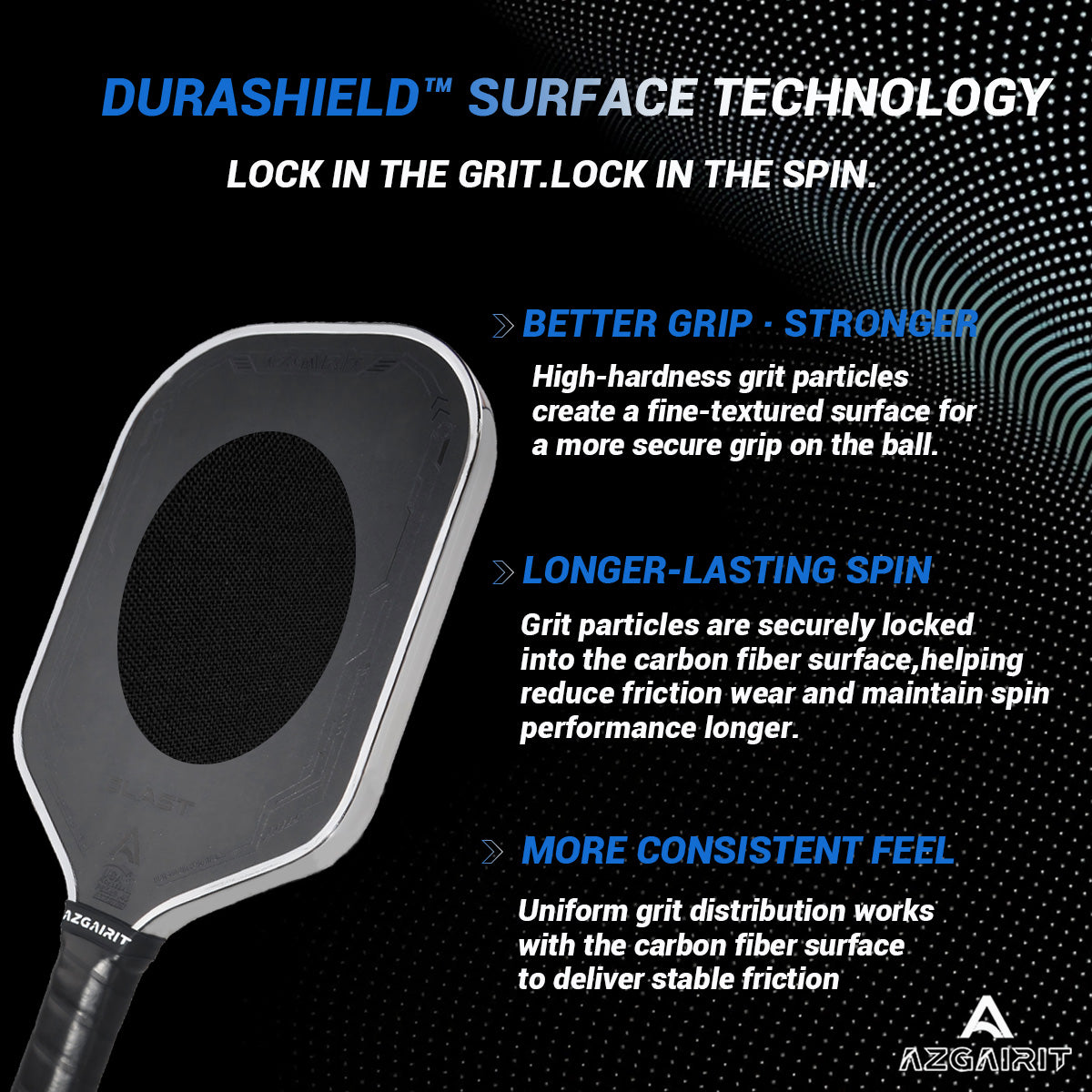 Azgairit BLAST Pickleball Paddle | MPP Foam Core | DURASHIELD Surface | Directional Carbon Fiber Weave | Balanced Power & Control