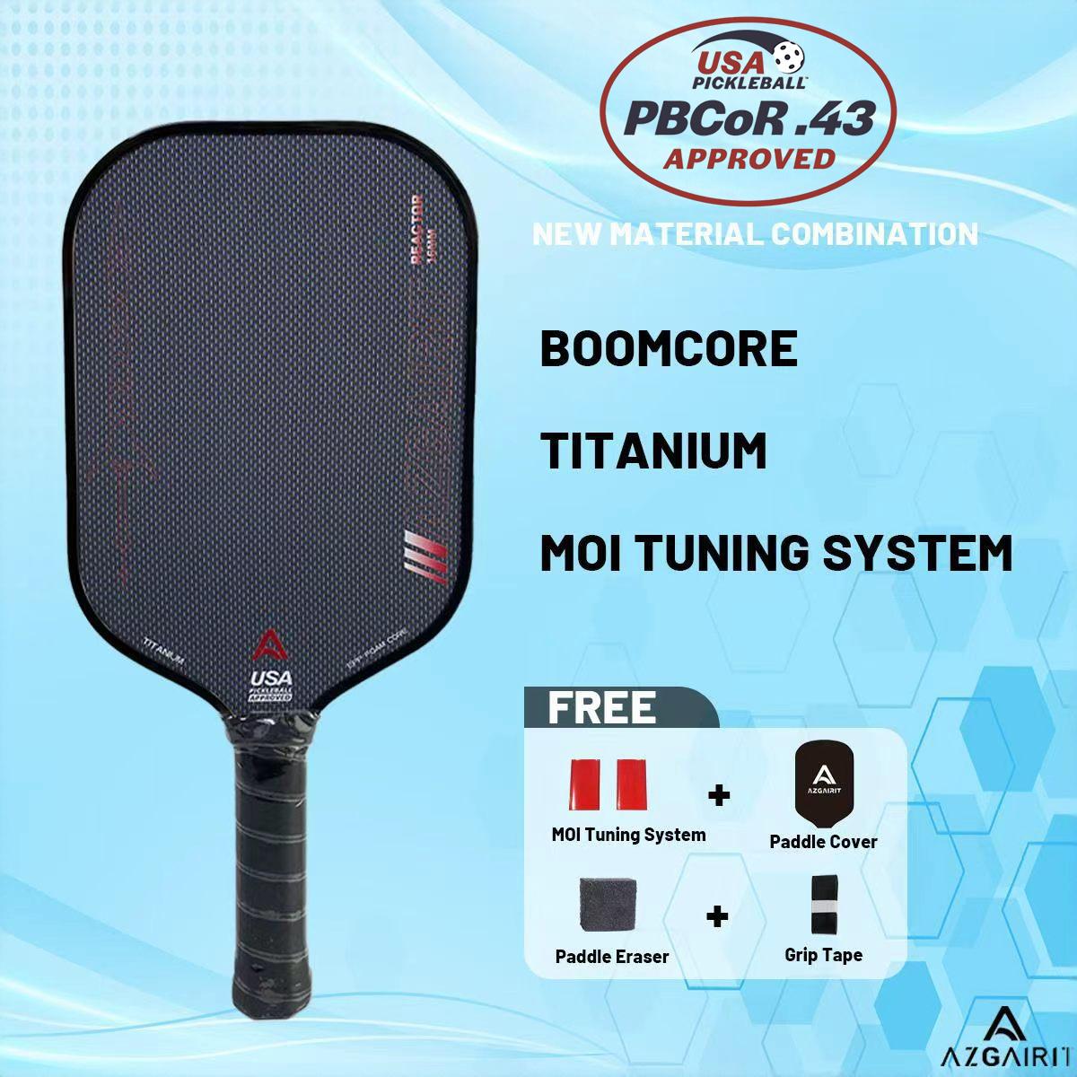 USAPA Approved Azgairit Reactor Boomcore Pickleball Paddle | Titanium + MOI Tuning System | Precise Control | T700 Carbon