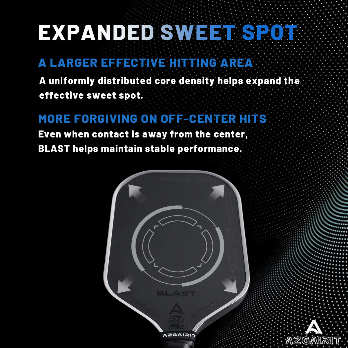 Azgairit BLAST Pickleball Paddle | MPP Foam Core | DURASHIELD Surface | Directional Carbon Fiber Weave | Balanced Power & Control