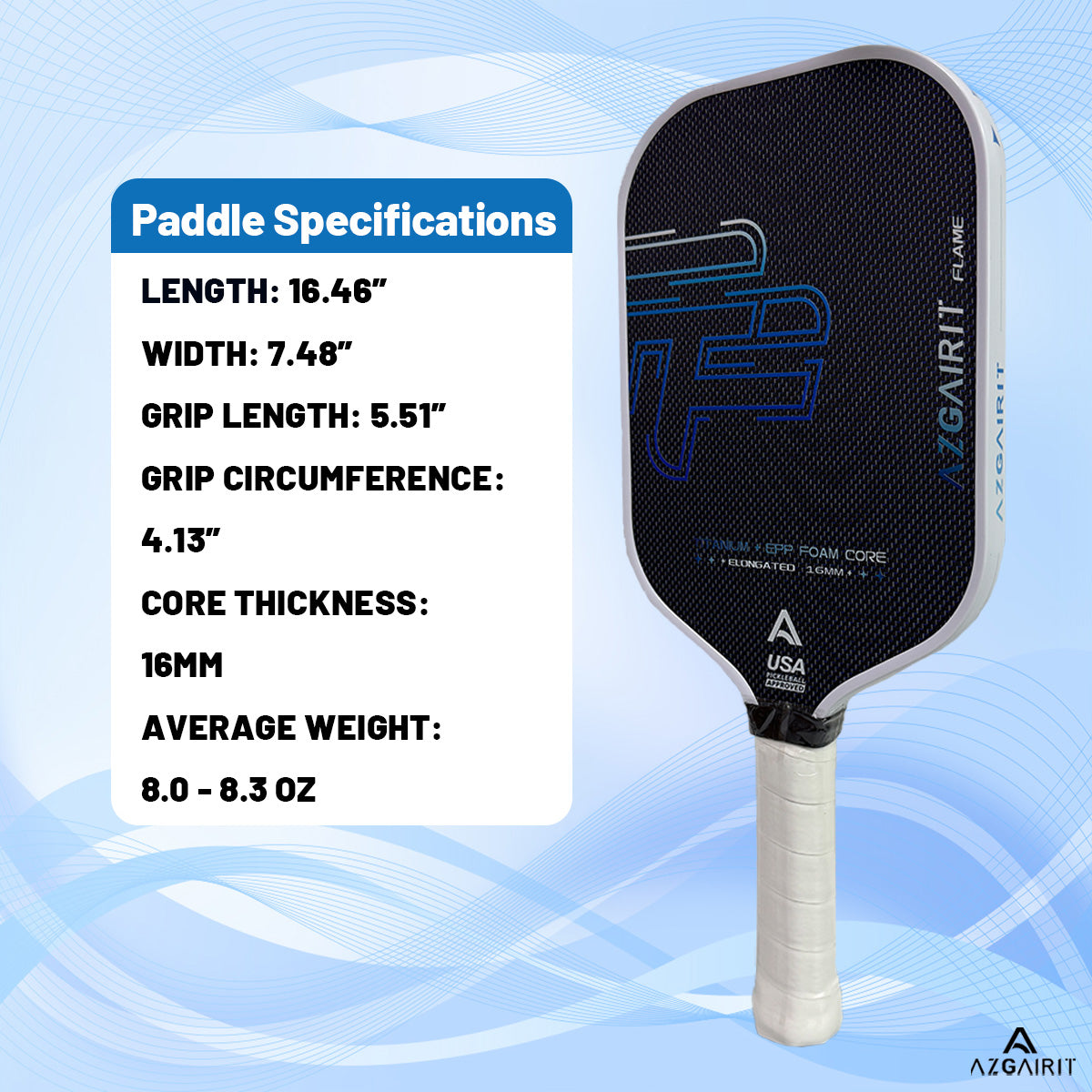 Azgairit Flame Pickleball Paddle All Foam Floating- pivoting Core | Titanium Reinforced +T700 Carbon Fiber