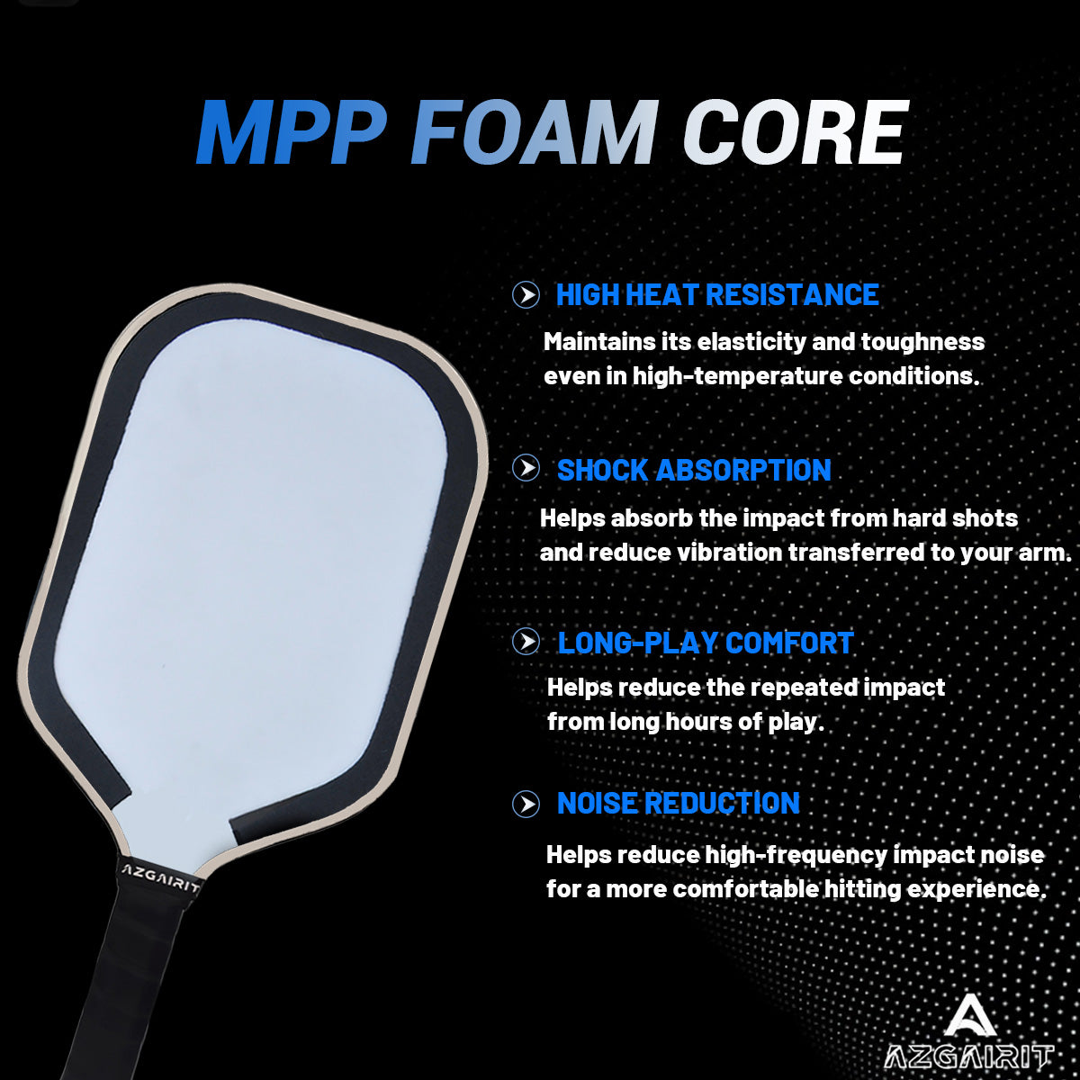 Azgairit BLAST Pickleball Paddle | MPP Foam Core | DURASHIELD Surface | Directional Carbon Fiber Weave | Balanced Power & Control