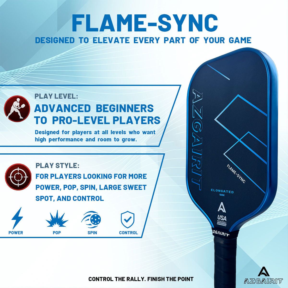 Azgairit Flame-Sync Pickleball Paddle | Metal Edge Upgrade | TouchSync Core | CFC Surface | DuraShield Coating