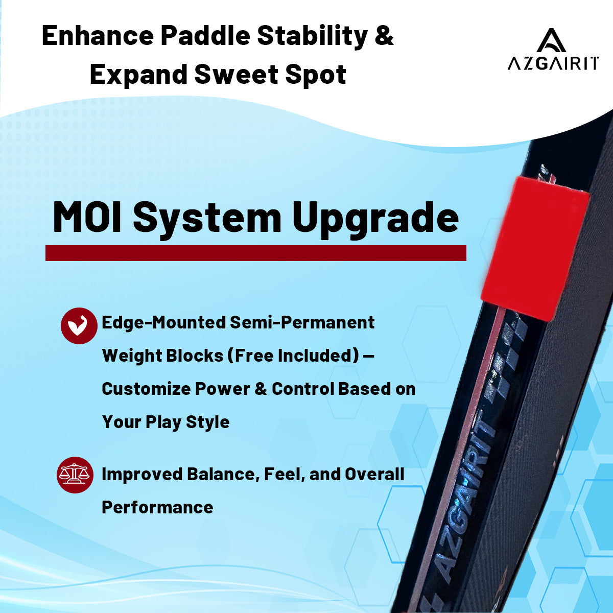USAPA Approved Azgairit Reactor Boomcore Pickleball Paddle | Titanium + MOI Tuning System | Precise Control | T700 Carbon