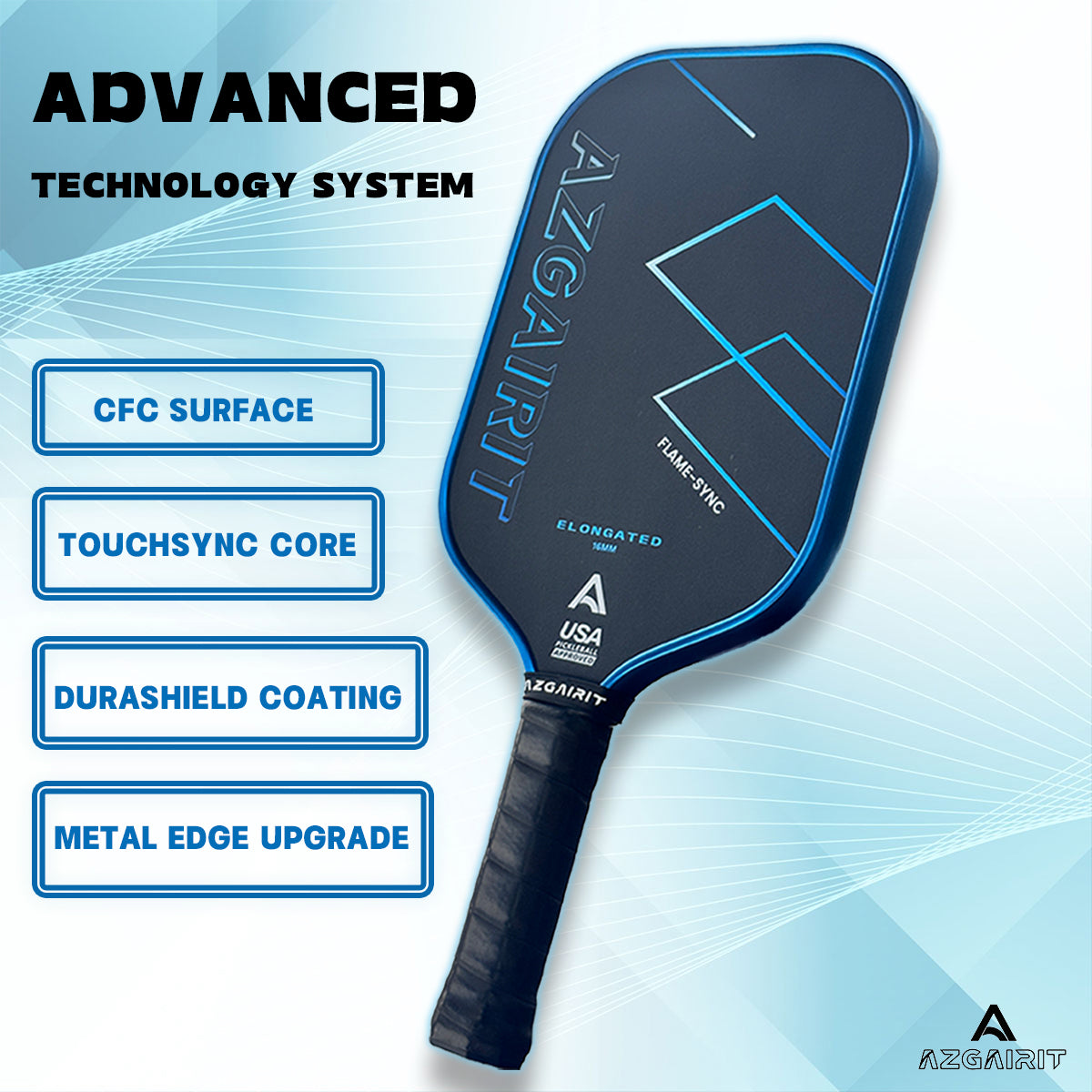 Azgairit Flame-Sync Pickleball Paddle | Metal Edge Upgrade | TouchSync Core | CFC Surface | DuraShield Coating
