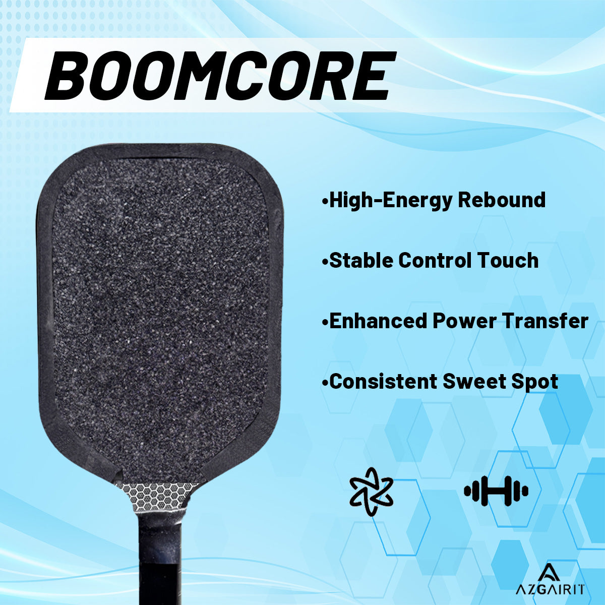 USAPA Approved Azgairit Reactor Boomcore Pickleball Paddle | Titanium + MOI Tuning System | Precise Control | T700 Carbon