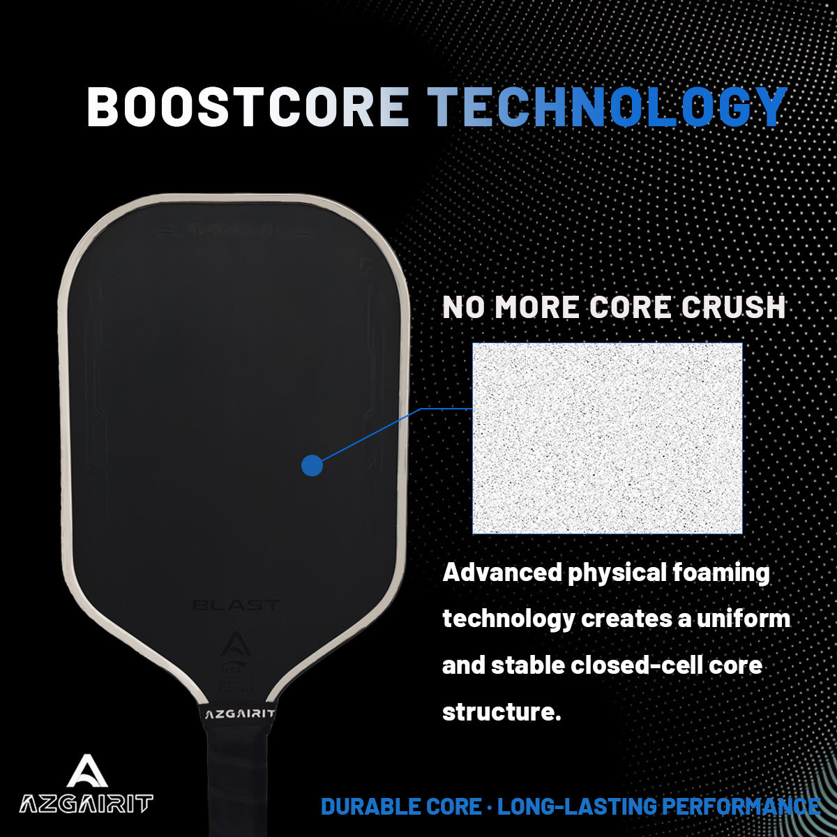 Azgairit BLAST Pickleball Paddle | MPP Foam Core | DURASHIELD Surface | Directional Carbon Fiber Weave | Balanced Power & Control