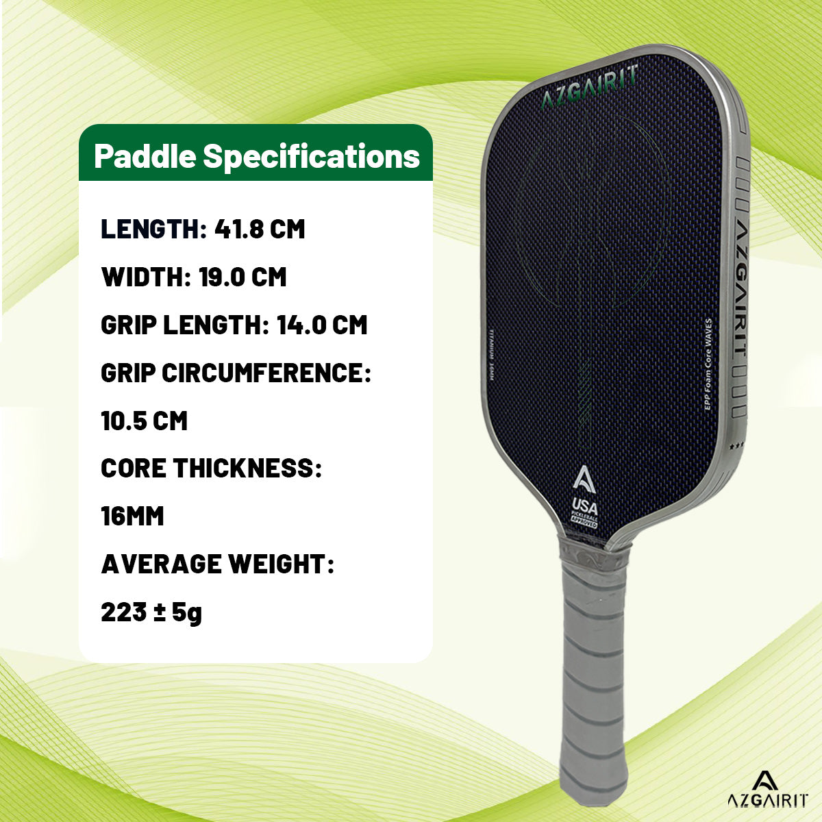 Azgairit Reaver Pickleball Paddle TrueFoam Waves Core | Titanium Reinforced | T700 Carbon Fiber
