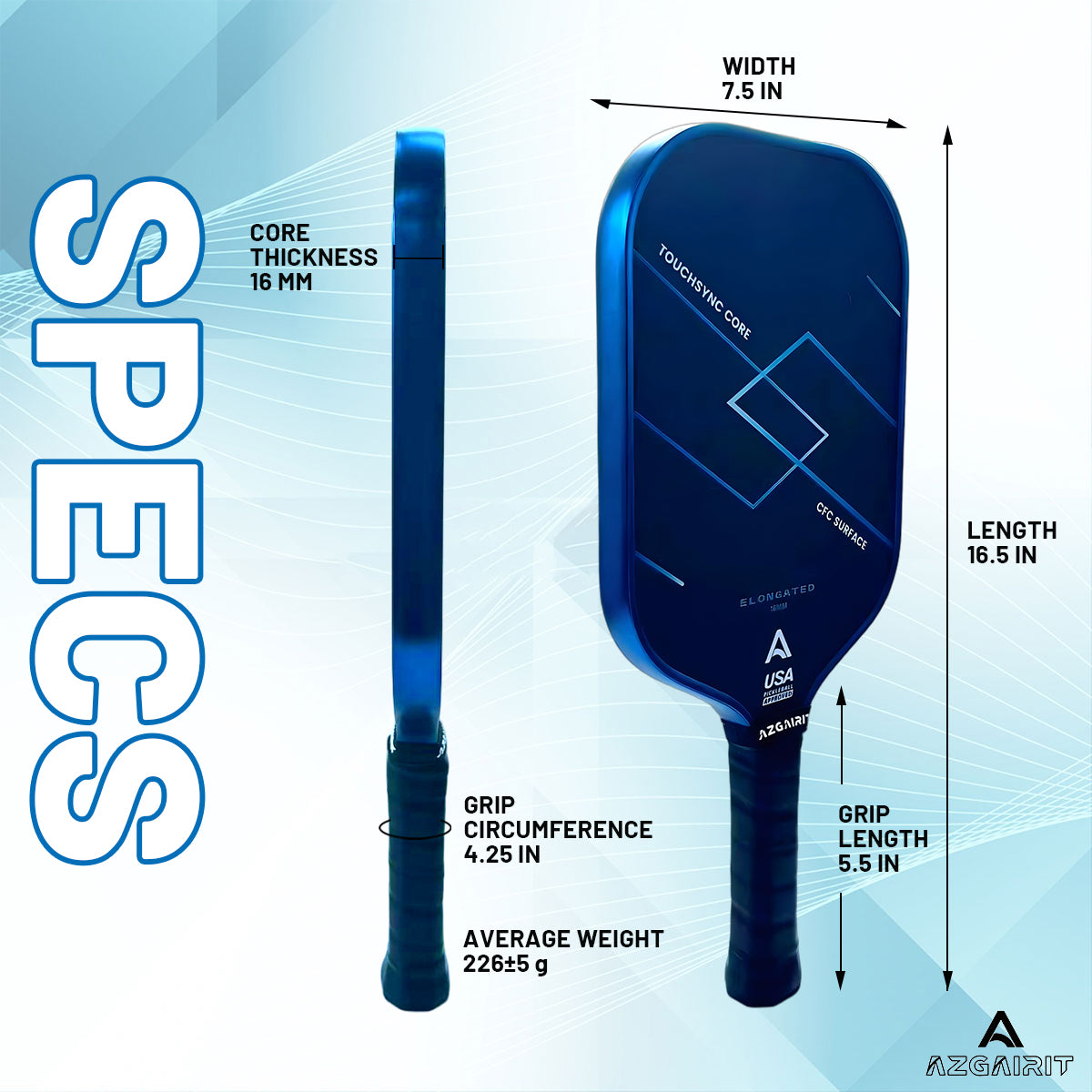 Azgairit Flame-Sync Pickleball Paddle | Metal Edge Upgrade | TouchSync Core | CFC Surface | DuraShield Coating