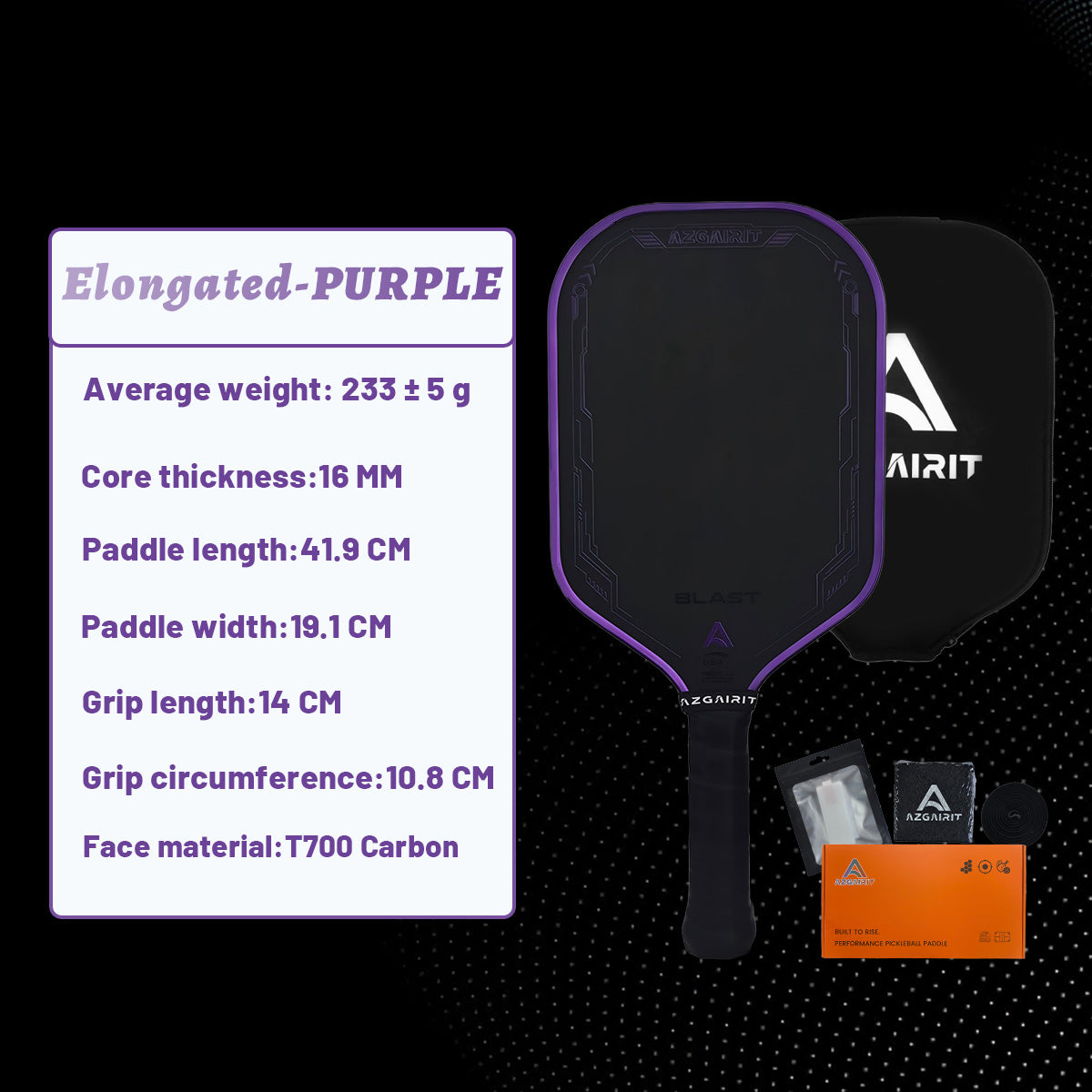 Azgairit BLAST Pickleball Paddle | MPP Foam Core | DURASHIELD Surface | Directional Carbon Fiber Weave | Balanced Power & Control