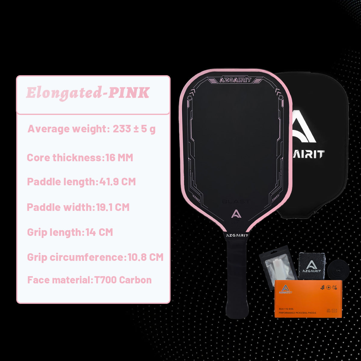 Azgairit BLAST Pickleball Paddle | MPP Foam Core | DURASHIELD Surface | Directional Carbon Fiber Weave | Balanced Power & Control
